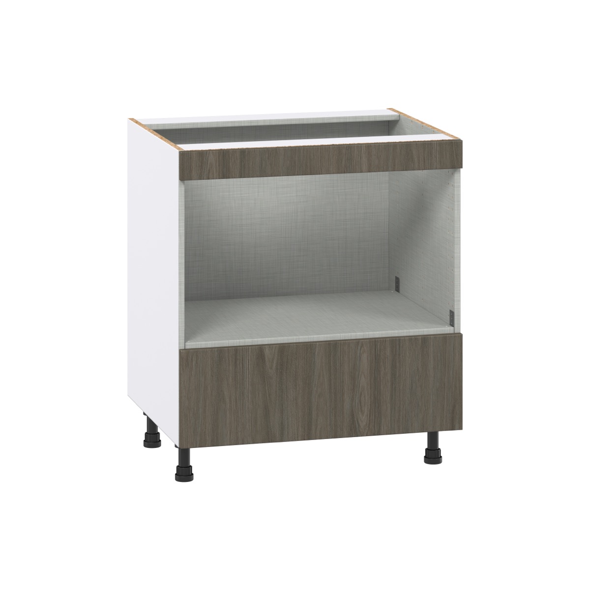 J COLLECTION Medora textured 30 in. W x 34.5 in. H x 24 in. D Slab Walnut Assembled Built-In Microwave Base Kitchen Cabinet