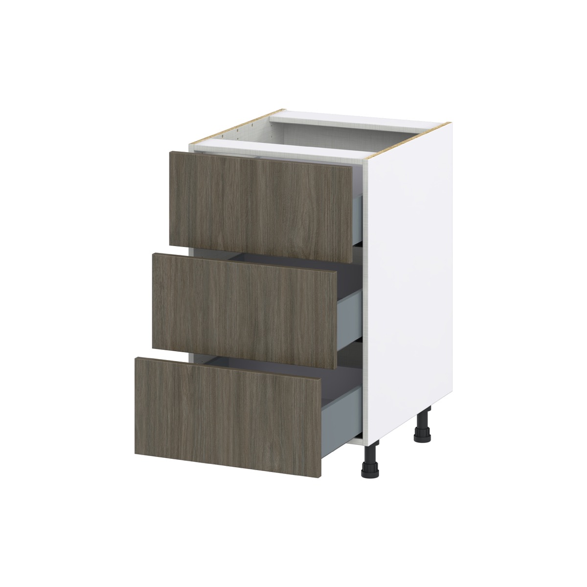 J COLLECTION 21 in. W x 34.5 in. H x 24 in. D Medora Textured Slab Walnut Shaker Assembled Base Kitchen Cabinet with 4 Drawers