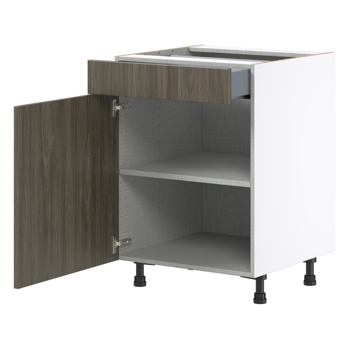 Medora 24 in. W x 34.5 in. H x 24 in. D Textured Slab Walnut Assembled Base Kitchen Cabinet with a Drawer
