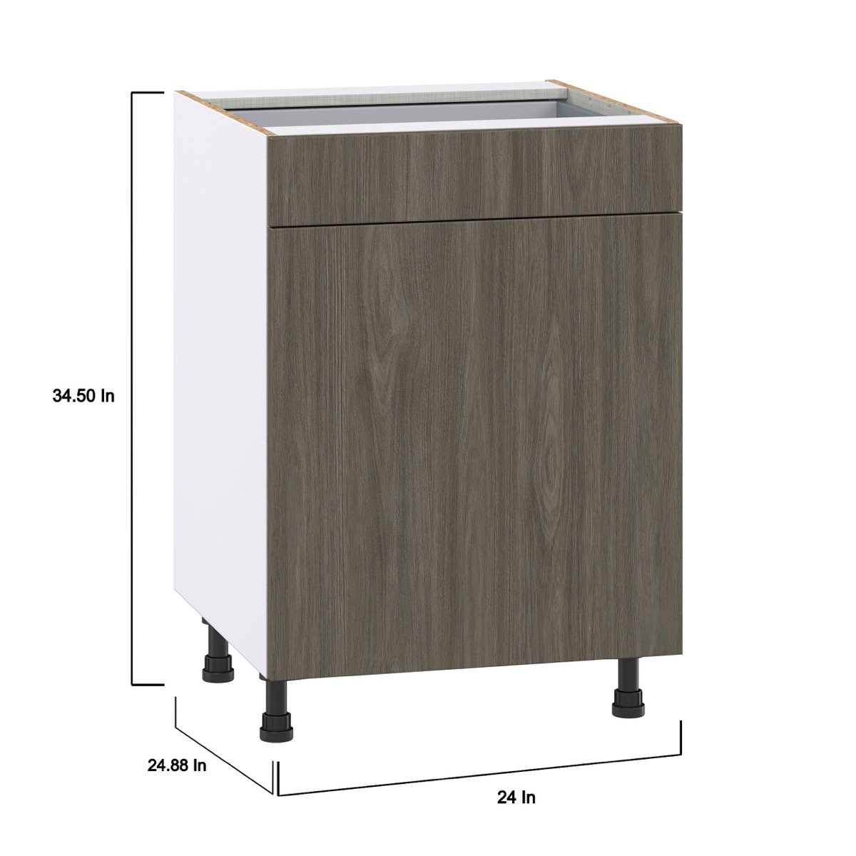 Medora 24 in. W x 34.5 in. H x 24 in. D Textured Slab Walnut Assembled Base Kitchen Cabinet with a Drawer