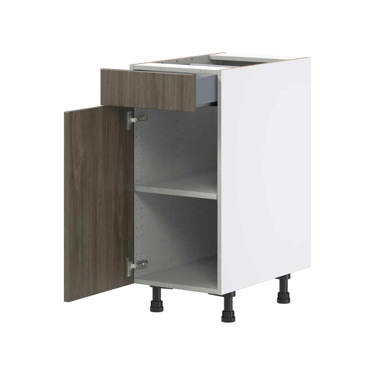 Medora 15 in. W x 34.5 in. H x 24 in. D Textured Slab Walnut Assembled Base Kitchen Cabinet with a Drawer