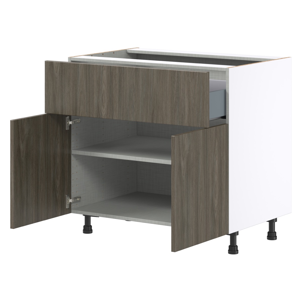 Medora 36 in. W x 34.5 in. H x 24 in. D Textured Slab Walnut Assembled Base Kitchen Cabinet with a 10 in. Drawer