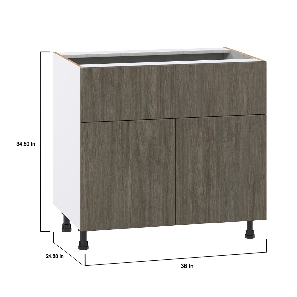 Medora 36 in. W x 34.5 in. H x 24 in. D Textured Slab Walnut Assembled Base Kitchen Cabinet with a 10 in. Drawer
