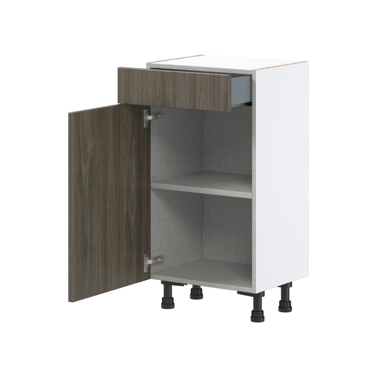 18 in. W x 14 in. D x 34.5 in. H Medora Textured Slab Walnut Assembled Shallow Base Kitchen Cabinet with a Drawer