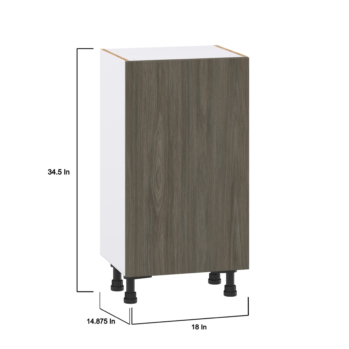 18 in. W x 14 in. D x 34.5 in. H Medora Textured Slab Walnut Assembled Shallow Base Kitchen Cabinet with Inner Drawers
