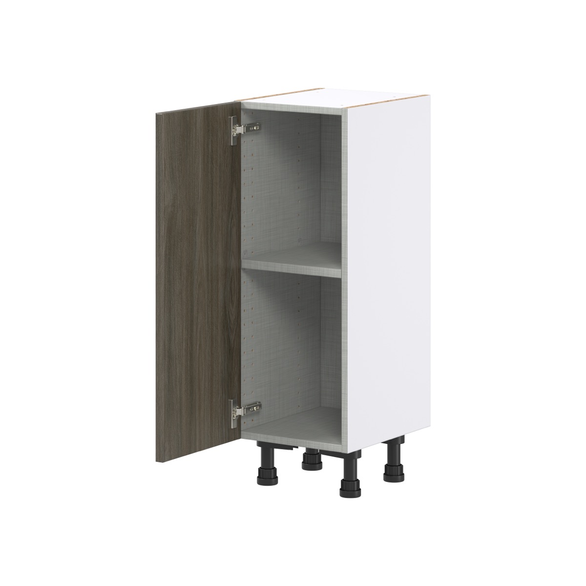 12 in. W x 14 in. D x 34.5 in. H Medora Textured Slab Walnut Assembled Shallow Base Kitchen Cabinet with a Door