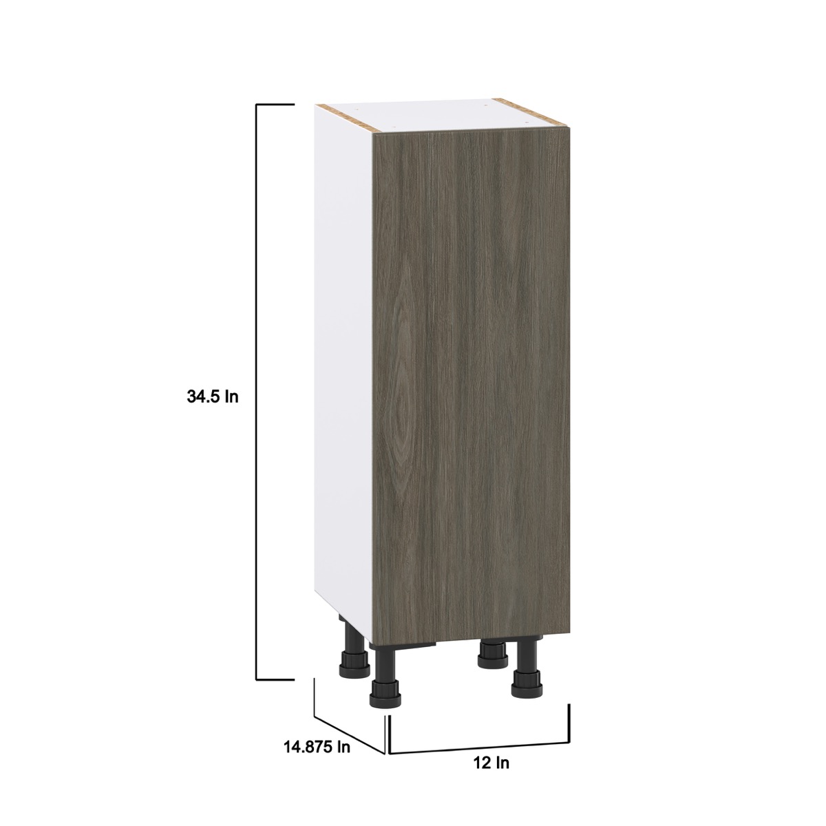 12 in. W x 14 in. D x 34.5 in. H Medora Textured Slab Walnut Assembled Shallow Base Kitchen Cabinet with a Door