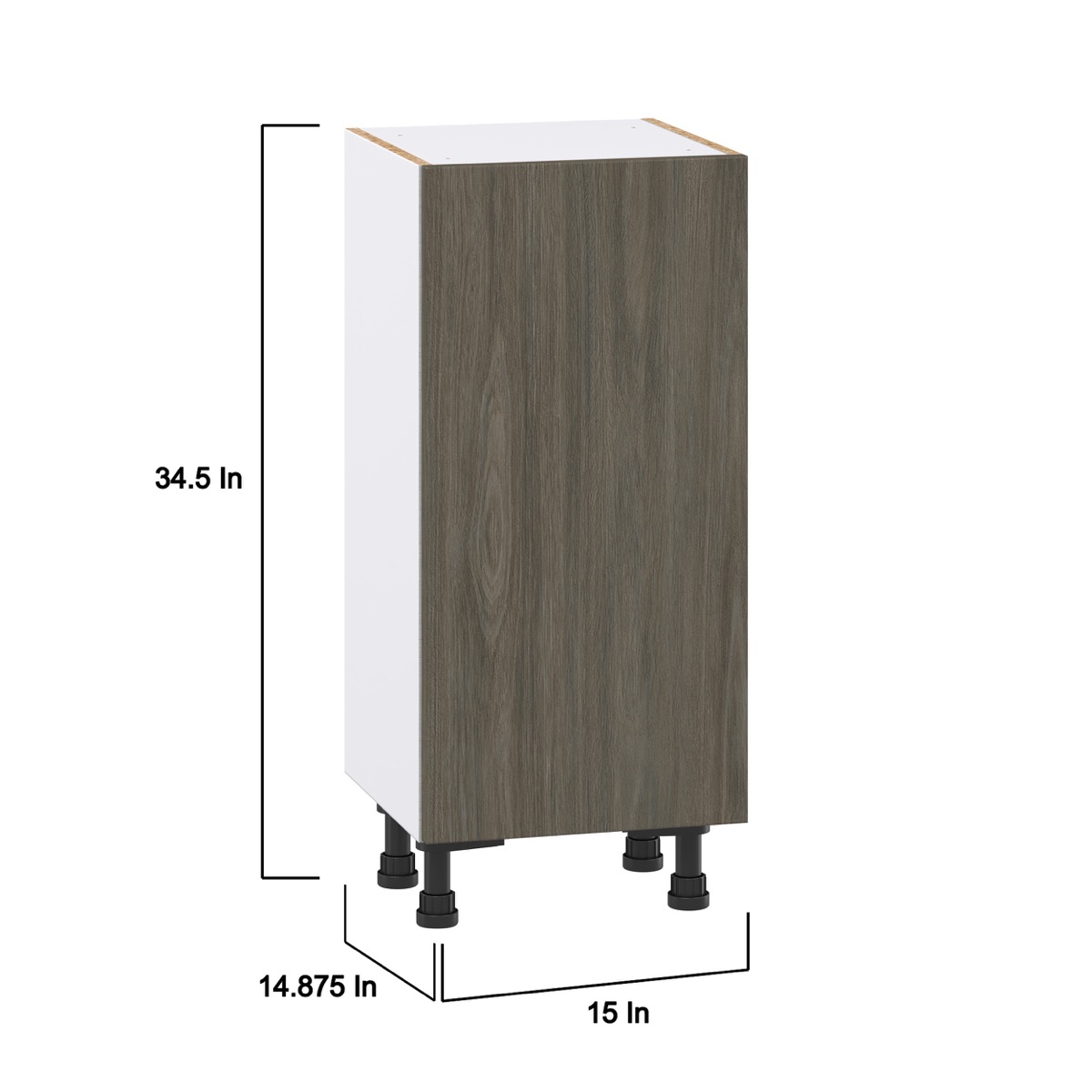 15 in. W x 14 in. D x 34.5 in. H Medora Textured Slab Walnut Assembled Shallow Base Kitchen Cabinet with a Door