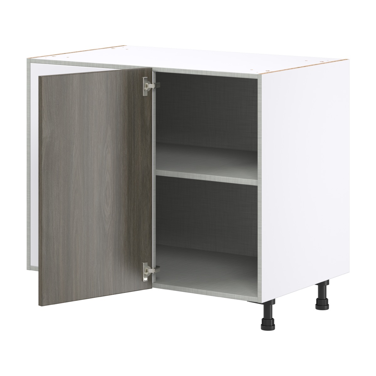 39 in. W x 34.5 in. H x 24 in. D Medora textured Slab Walnut Assembled Blind Corner Base Kitchen Cabinet Left Opening