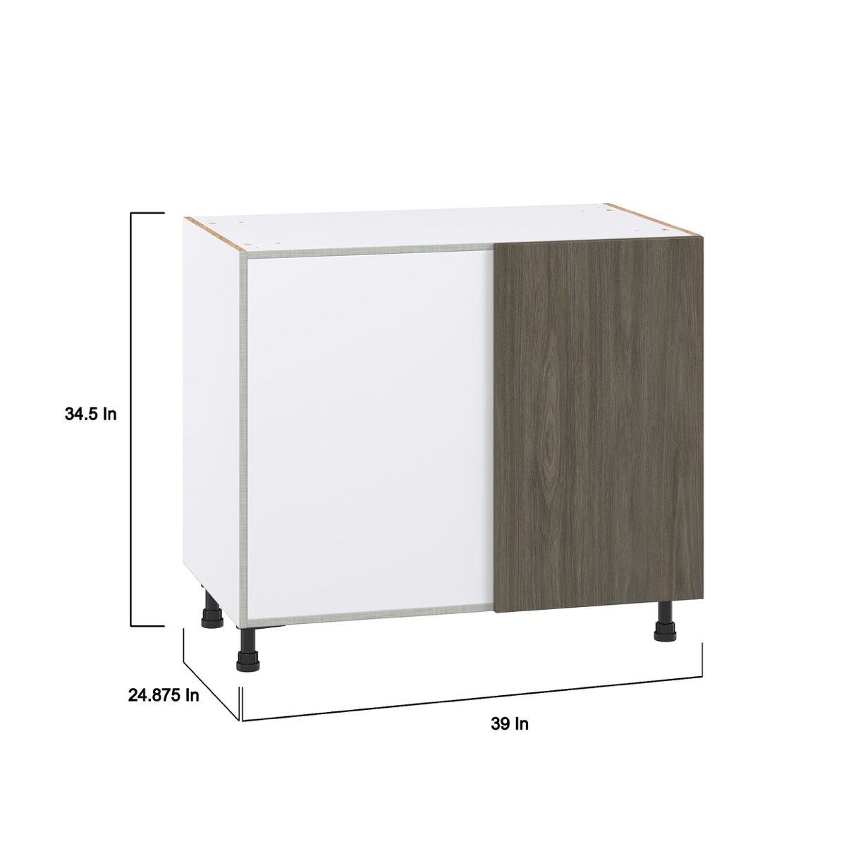 39 in. W x 34.5 in. H x 24 in. D Medora textured Slab Walnut Assembled Blind Corner Base Kitchen Cabinet Left Opening