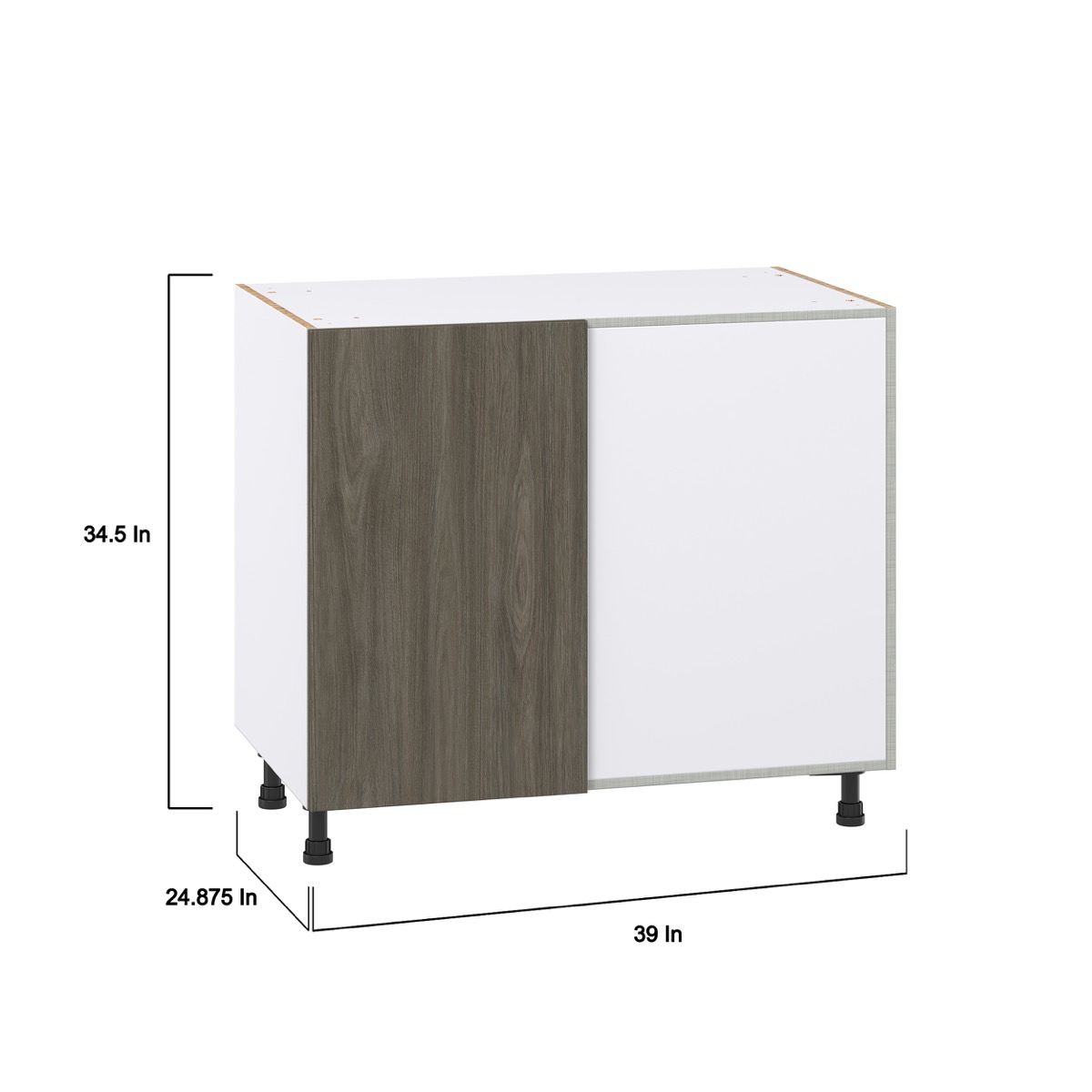 39 in. W x 34.5 in. H x 24 in. D Medora textured Slab Walnut Assembled Blind Corner Base Kitchen Cabinet Right Opening