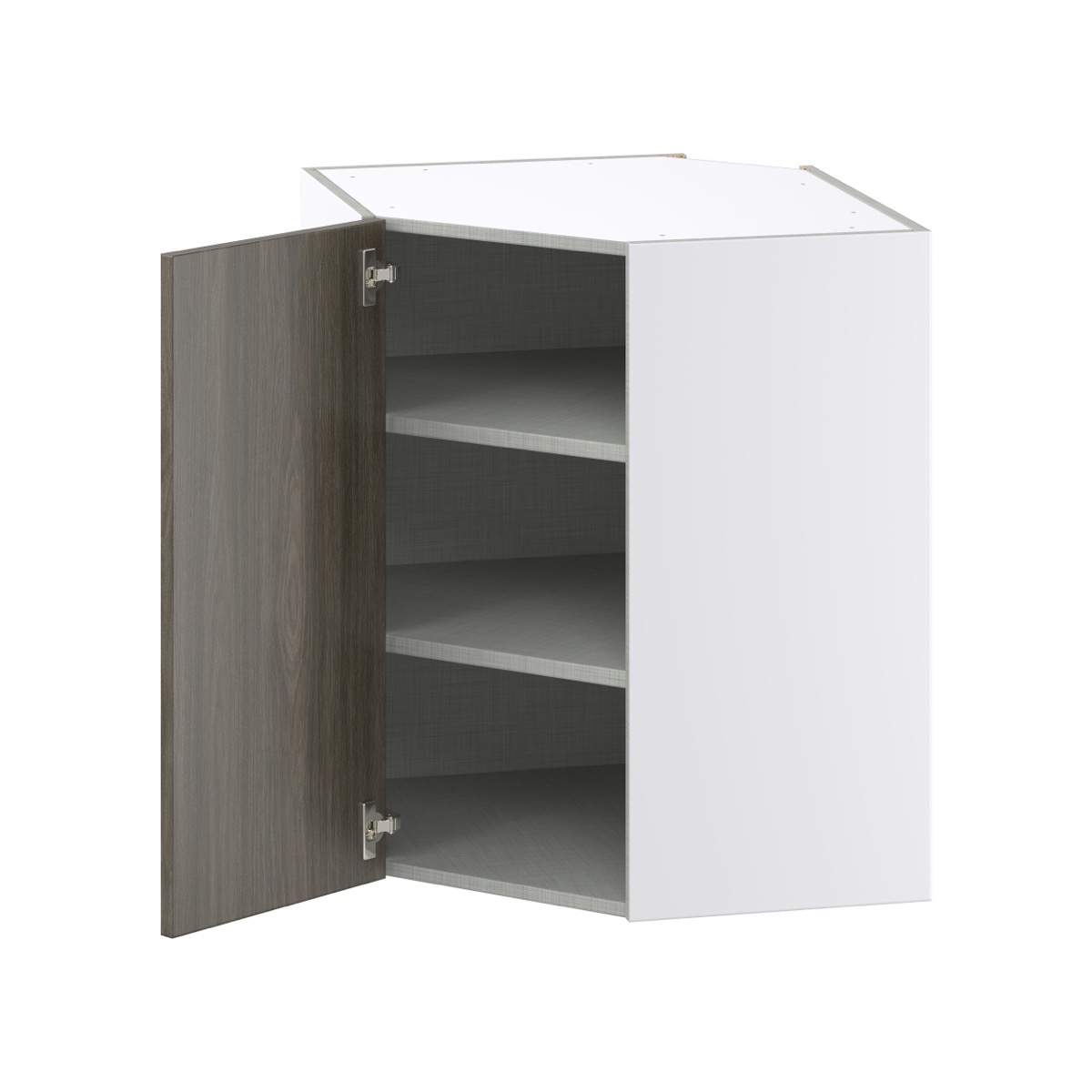 24 in. W x 30 in. H x 14 in. D Medora textured Slab Walnut Assembled Diagonal Corner Wall Kitchen Cabinet