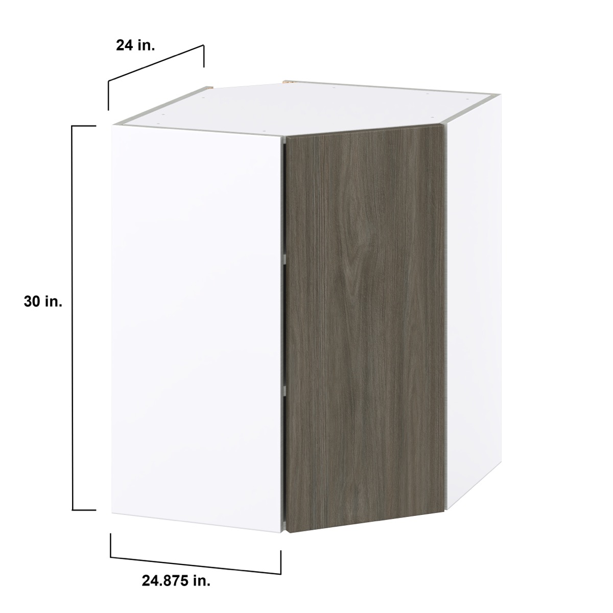 24 in. W x 30 in. H x 14 in. D Medora textured Slab Walnut Assembled Diagonal Corner Wall Kitchen Cabinet