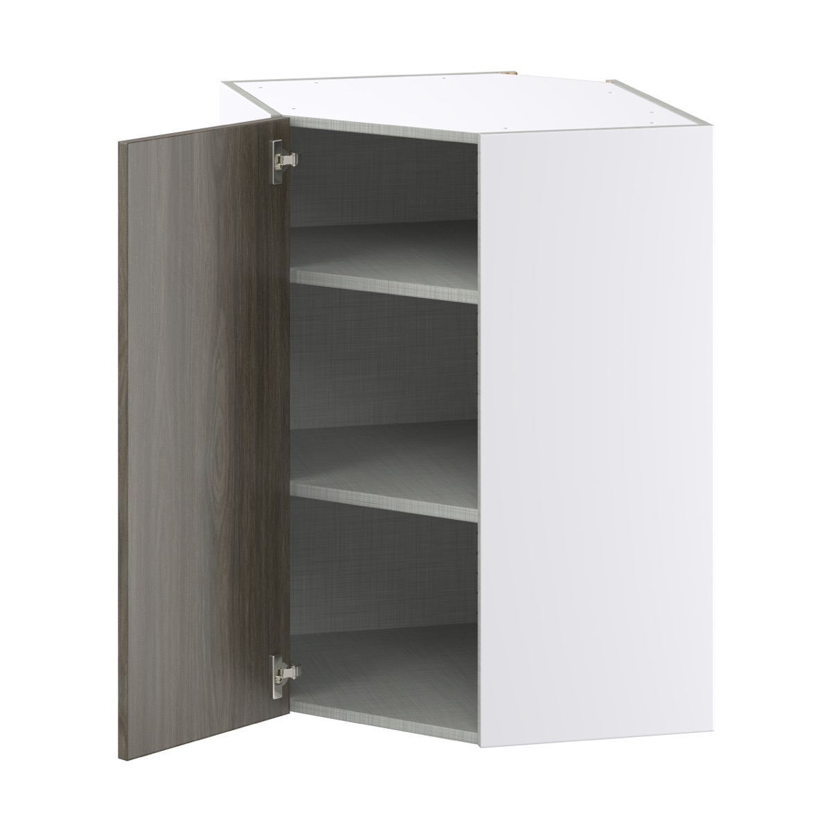 24 in. W x 35 in. H x 14 in. D Medora textured Slab Walnut Assembled Diagonal Corner Wall Kitchen Cabinet
