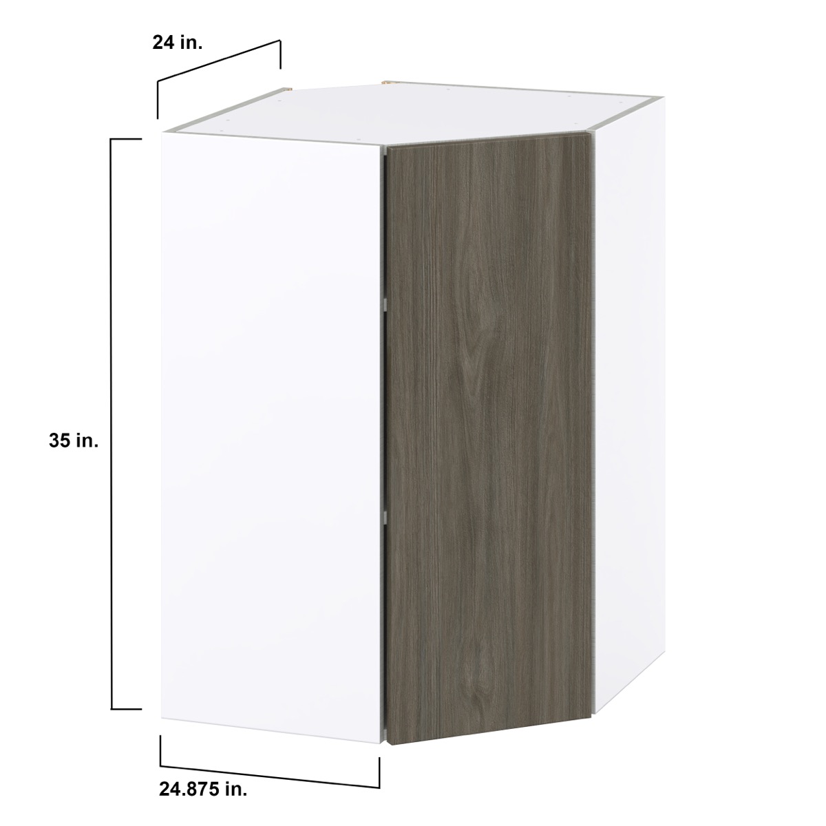 24 in. W x 35 in. H x 14 in. D Medora textured Slab Walnut Assembled Diagonal Corner Wall Kitchen Cabinet