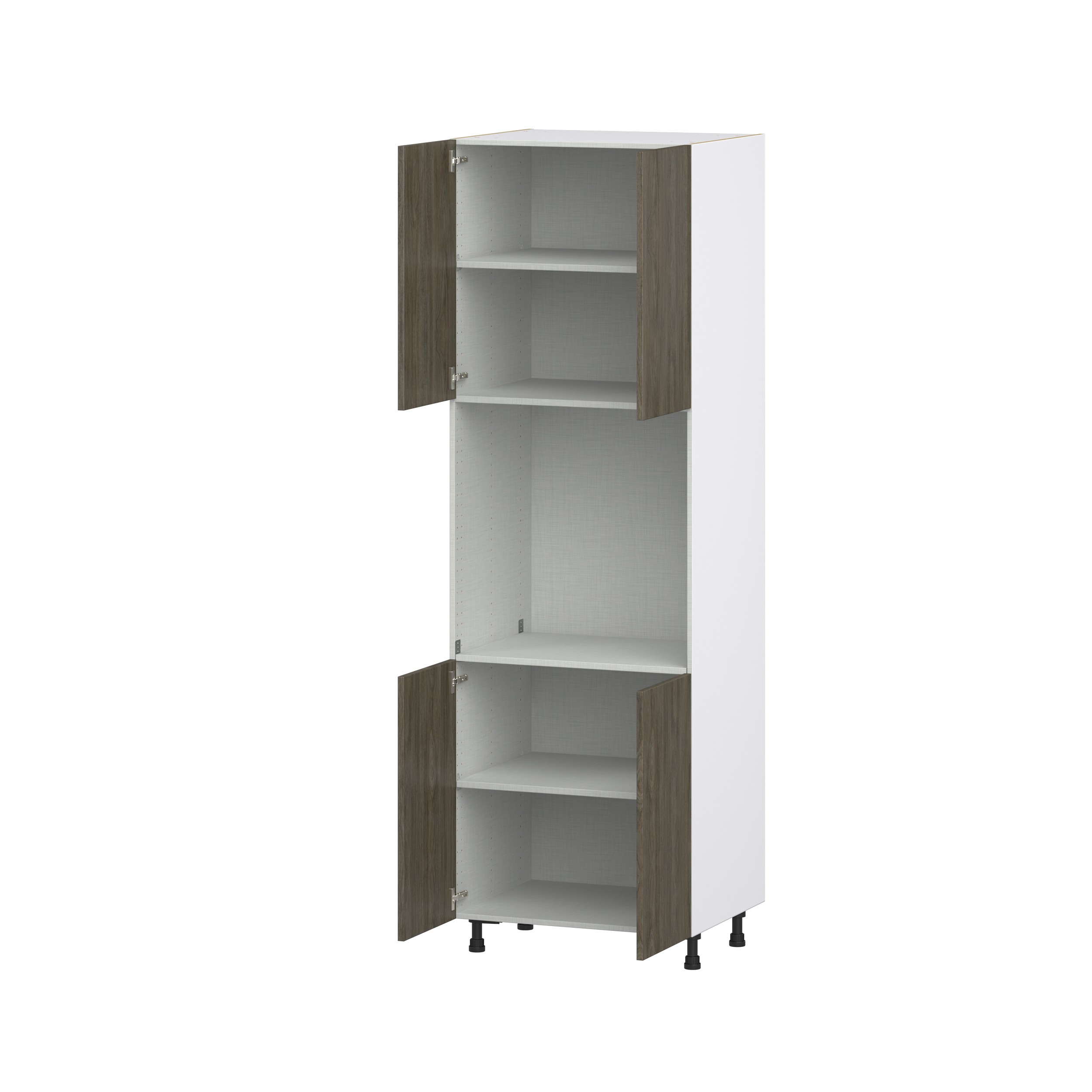 Timberline 30 in. W x 94.5 in. H x 24 in. D Slab Walnut Assembled Pantry Single Oven Kitchen Cabinet