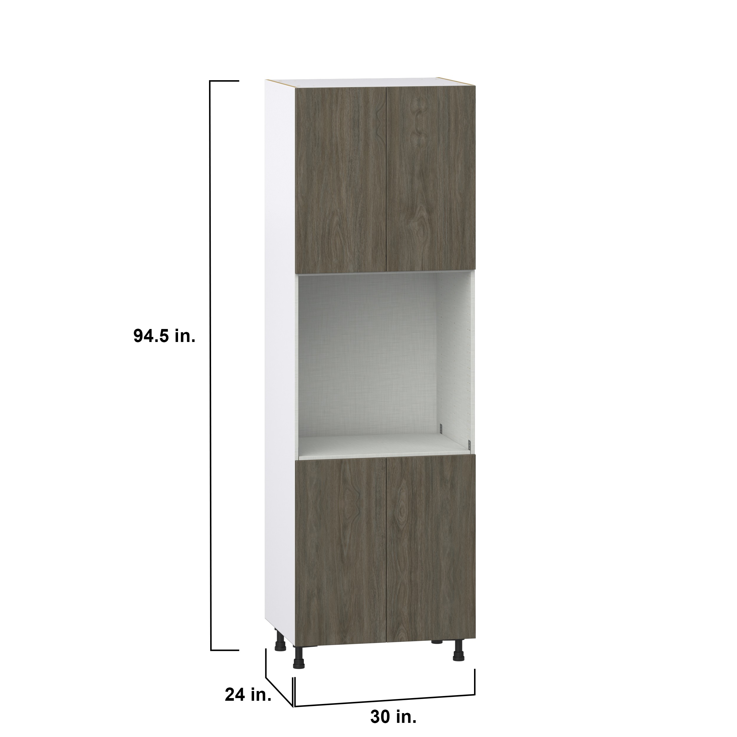 Timberline 30 in. W x 94.5 in. H x 24 in. D Slab Walnut Assembled Pantry Single Oven Kitchen Cabinet