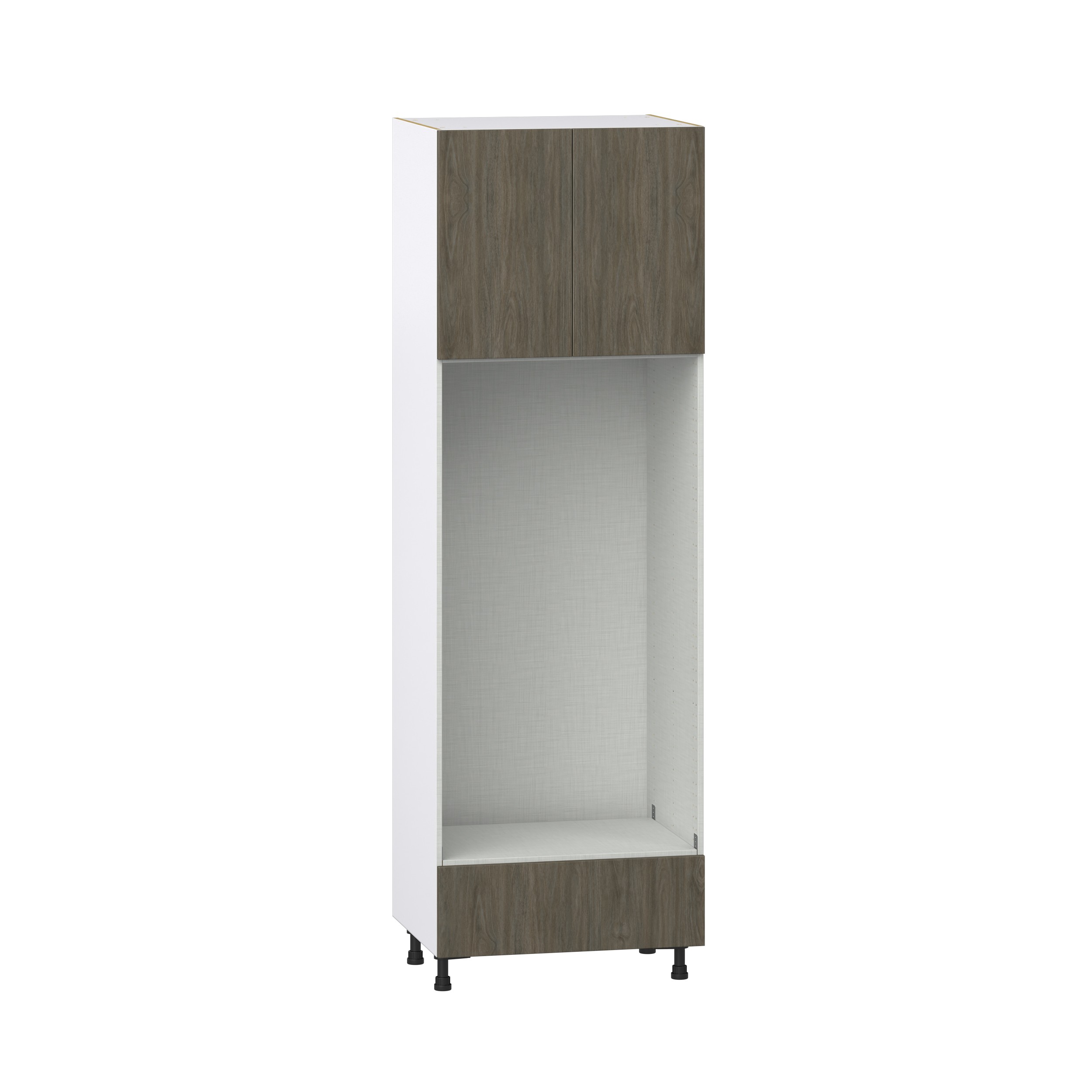 Timberline 30 in. W x 94.5 in. H x 24 in. D Slab Walnut Assembled Pantry Micro/Oven Cabinet with Drawer