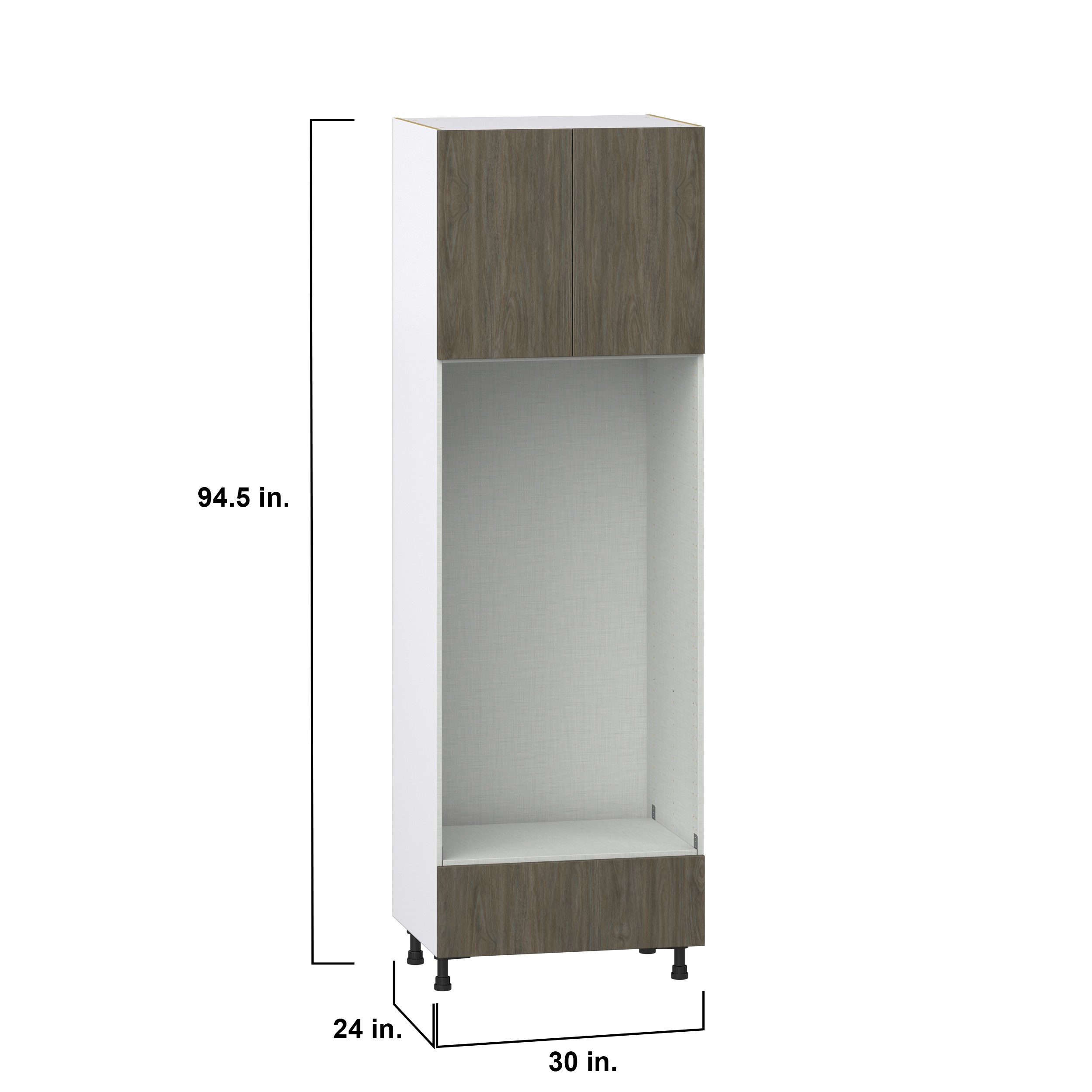 Timberline 30 in. W x 94.5 in. H x 24 in. D Slab Walnut Assembled Pantry Micro/Oven Cabinet with Drawer