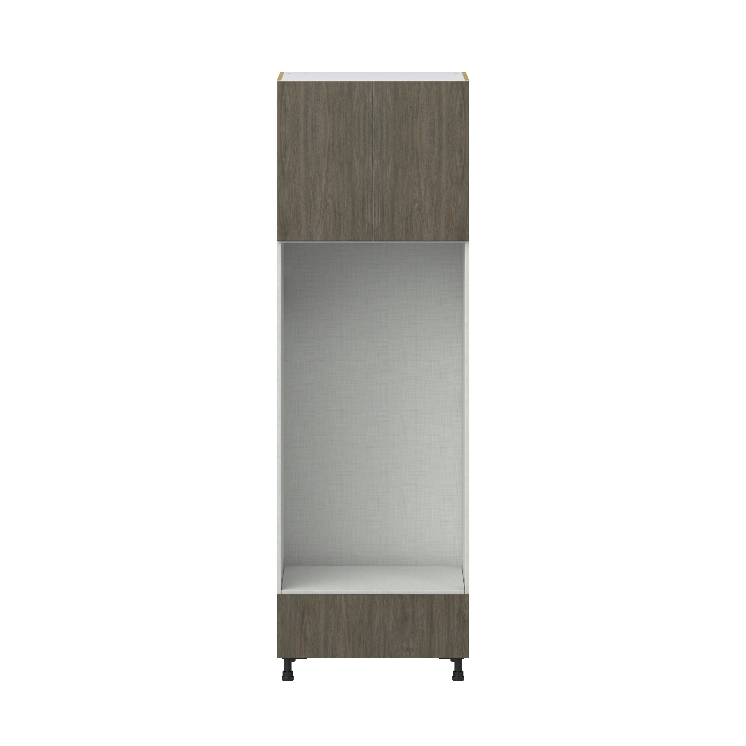 Timberline 30 in. W x 94.5 in. H x 24 in. D Slab Walnut Assembled Pantry Micro/Oven Cabinet with Drawer