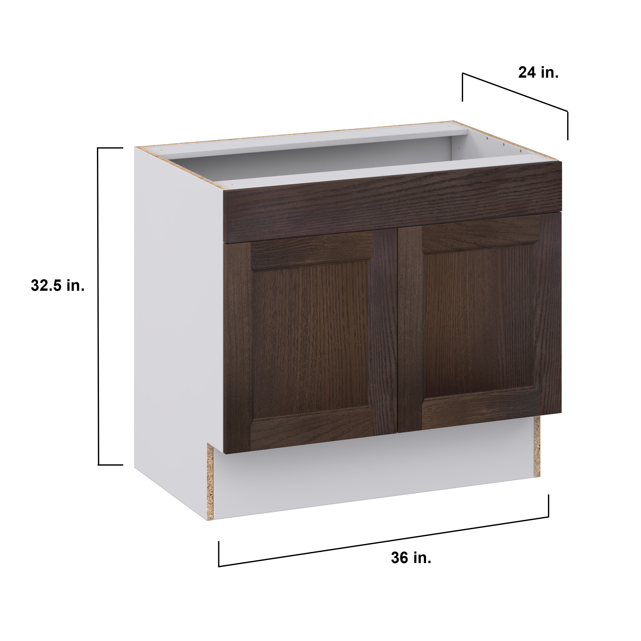 J COLLECTION Lincoln Chestnut Solid Wood Assembled 36 in. W x 32.5 in. H x 23.75 in. D ADA Sink Base With Removable Front Cabinet