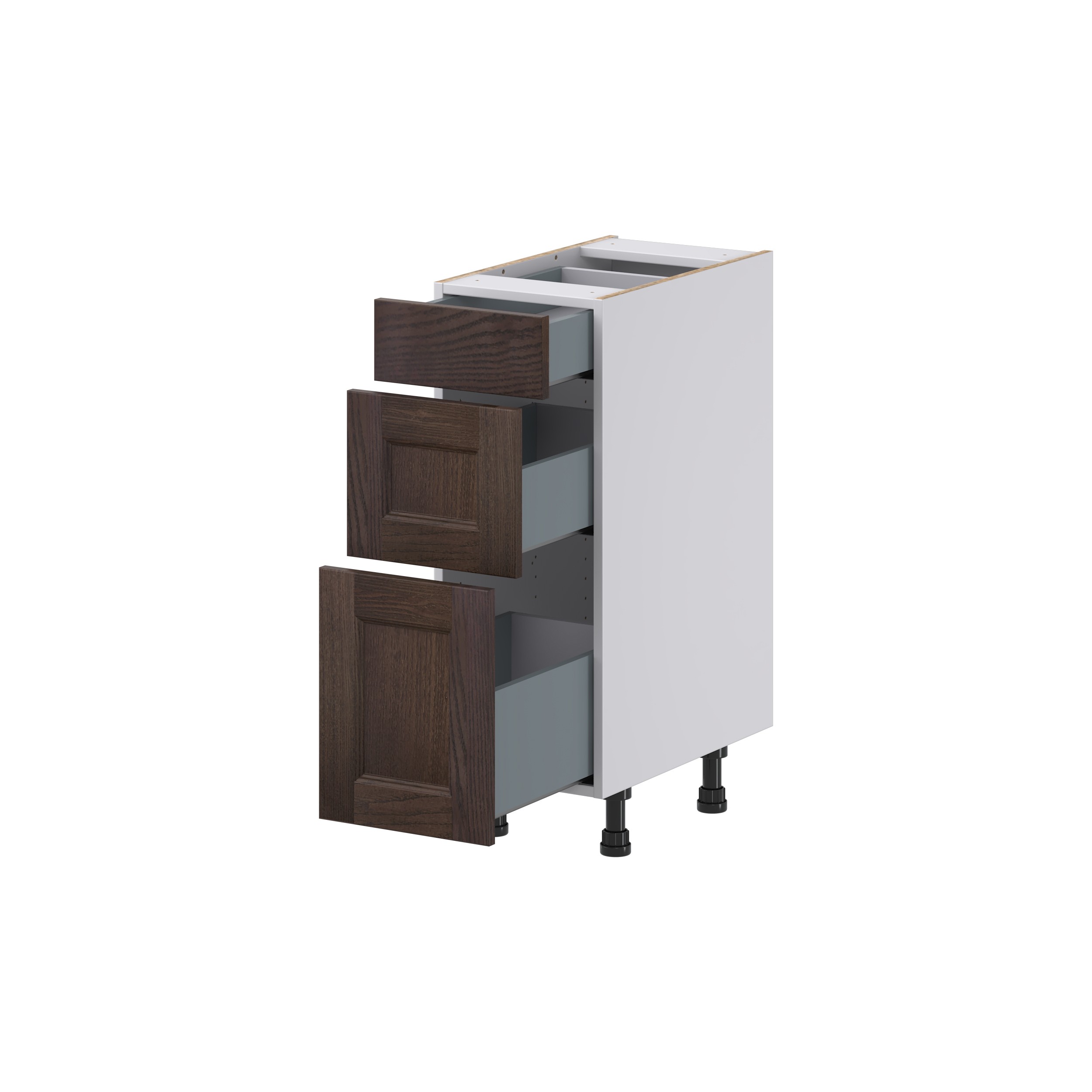 Lincoln Chestnut Solid Wood Assembled 12 in. W x 34.5 in. H x 21 in. D Vanity Drawer Base Cabinet with 3Drawers
