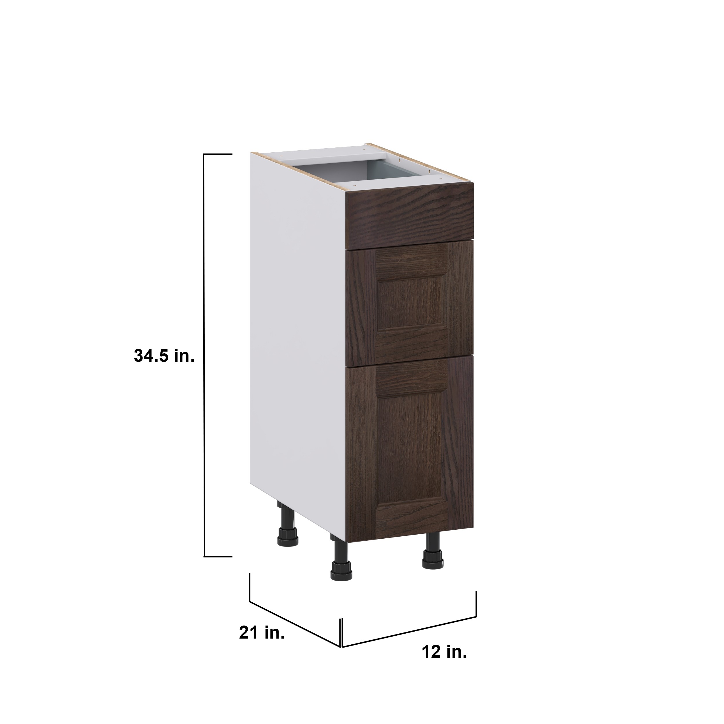 Lincoln Chestnut Solid Wood Assembled 12 in. W x 34.5 in. H x 21 in. D Vanity Drawer Base Cabinet with 3Drawers