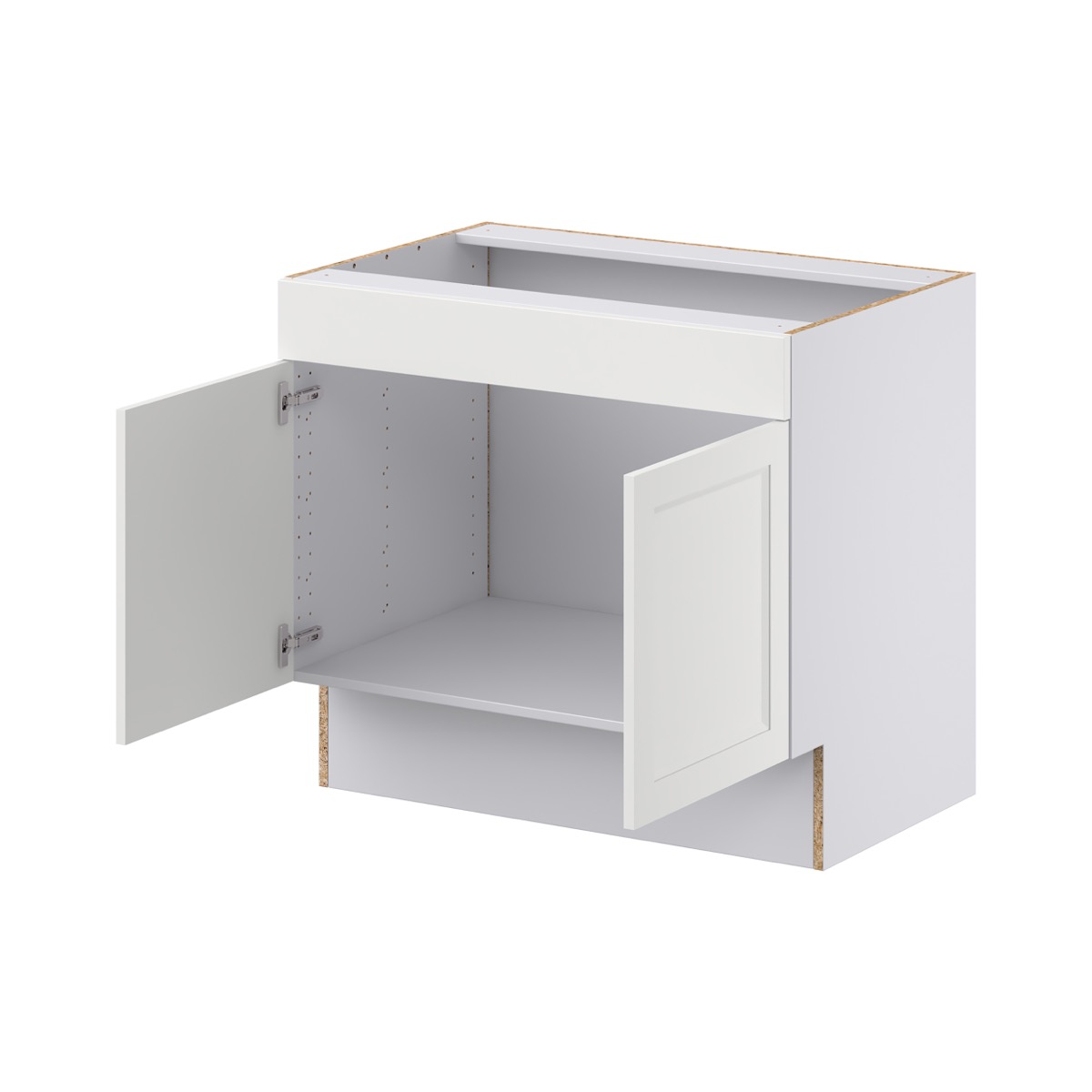 Alton Painted White Recessed Assembled 30 in. W x 32.5 in. H x 23.75 in. D ADA Remove Front Sink Base Kitchen Cabinet