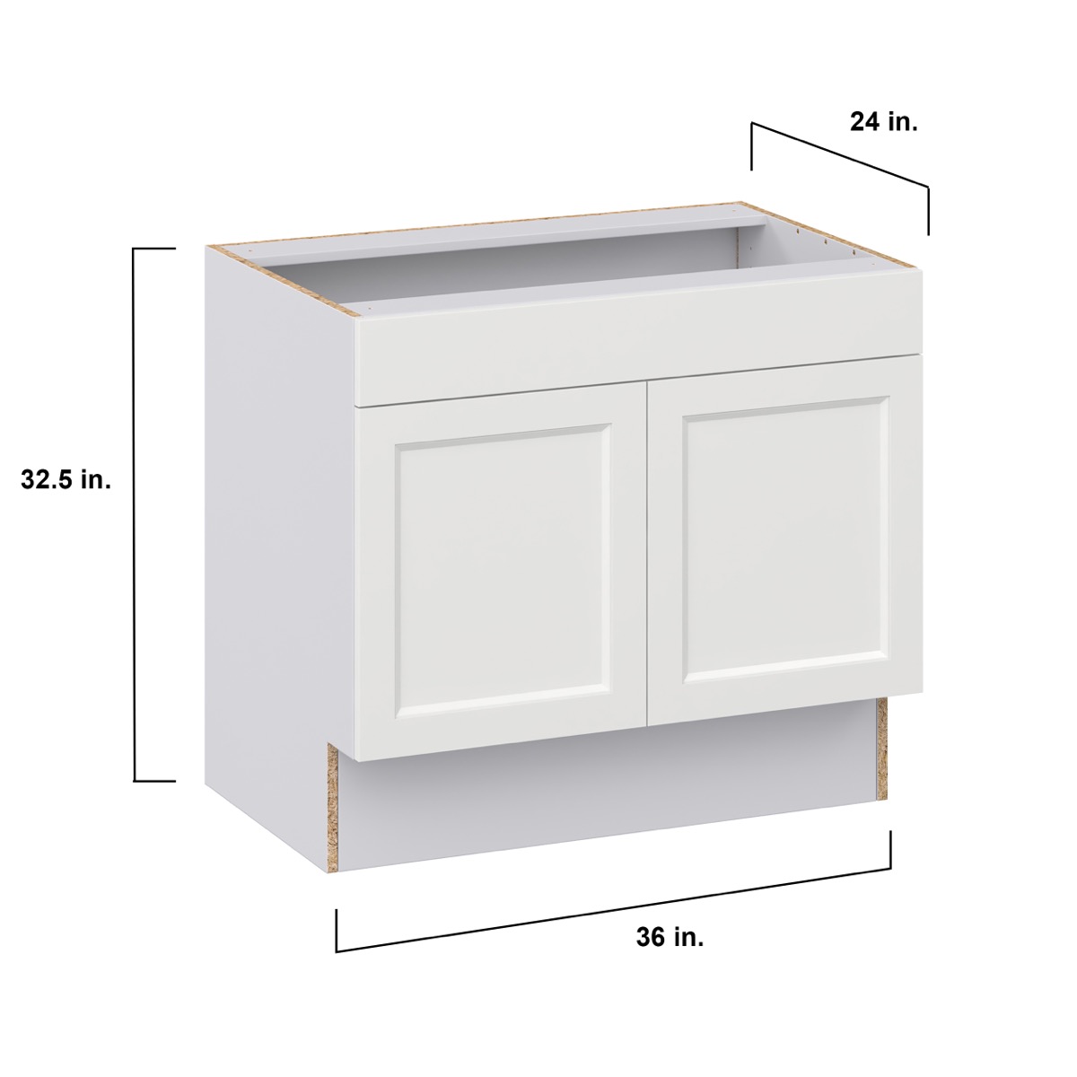 Alton Painted White Recessed Assembled 30 in. W x 32.5 in. H x 23.75 in. D ADA Remove Front Sink Base Kitchen Cabinet