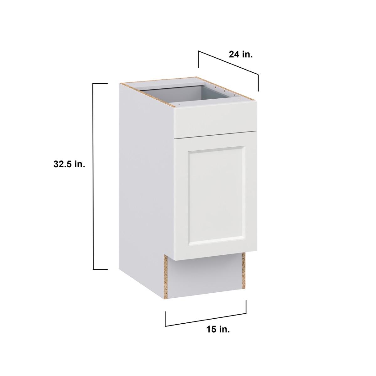 Alton Painted White Recessed Assembled 15 in. W x 32.5 in. H x 23.75 in. D Accessible ADA 1 Drawer Base Kitchen Cabinet