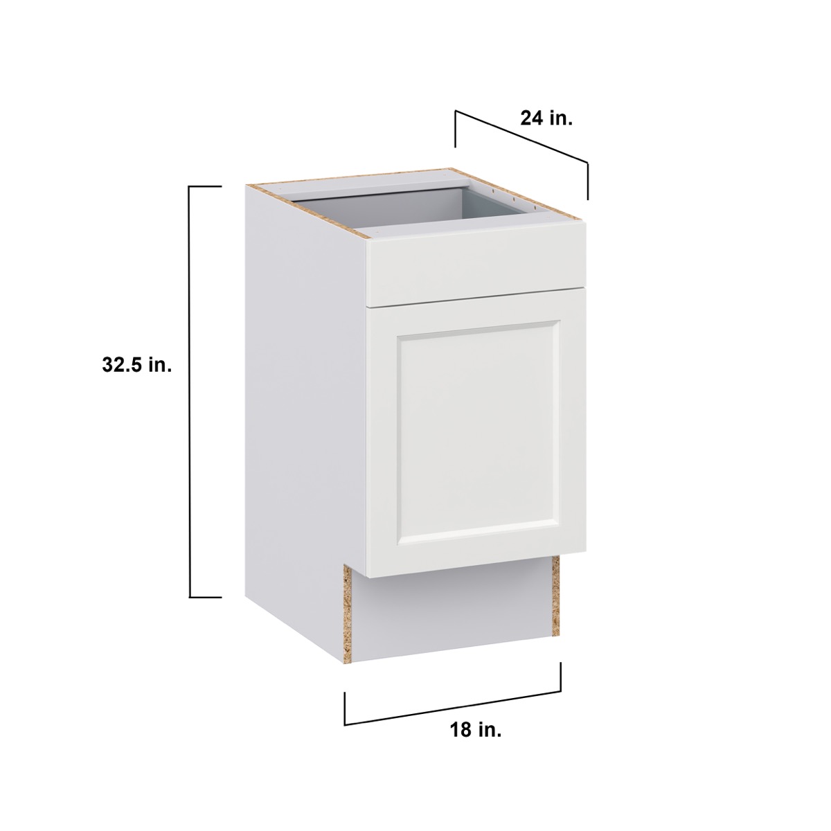 Alton Painted White Recessed Assembled 18 in. W x 32.5 in. H x 23.75 in. D Accessible ADA 1 Drawer Base Kitchen Cabinet