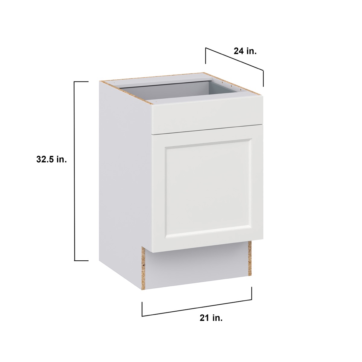 Alton Painted White Recessed Assembled 21 in. W x 32.5 in. H x 23.75 in. D Accessible ADA 1 Drawer Base Kitchen Cabinet