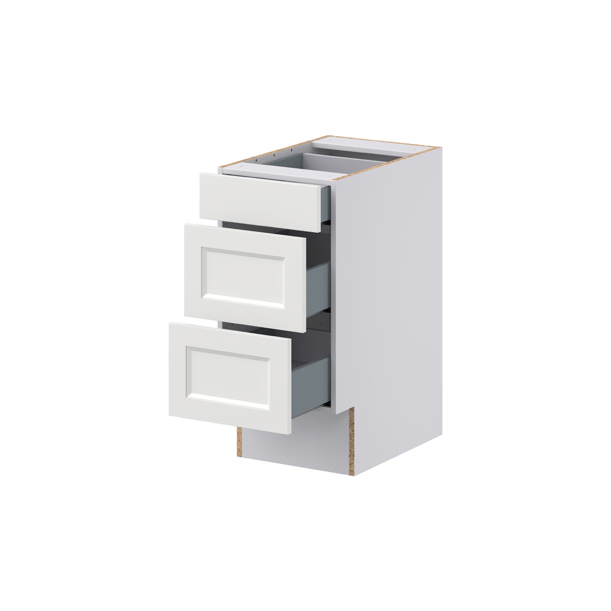 Alton Painted White Recessed Assembled 15 in.W x 32.5 in. H x 23.75 in. D ADA 3 Drawers Base Kitchen Cabinet