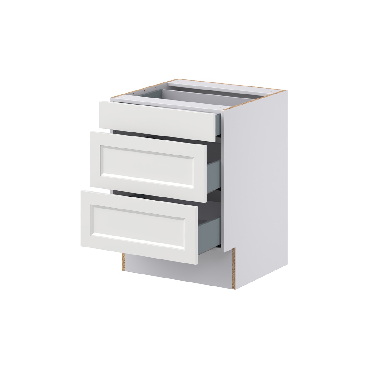 Alton Painted White Recessed Assembled 24 in.W x 32.5 in. H x 23.75 in. D ADA 3 Drawers Base Kitchen Cabinet