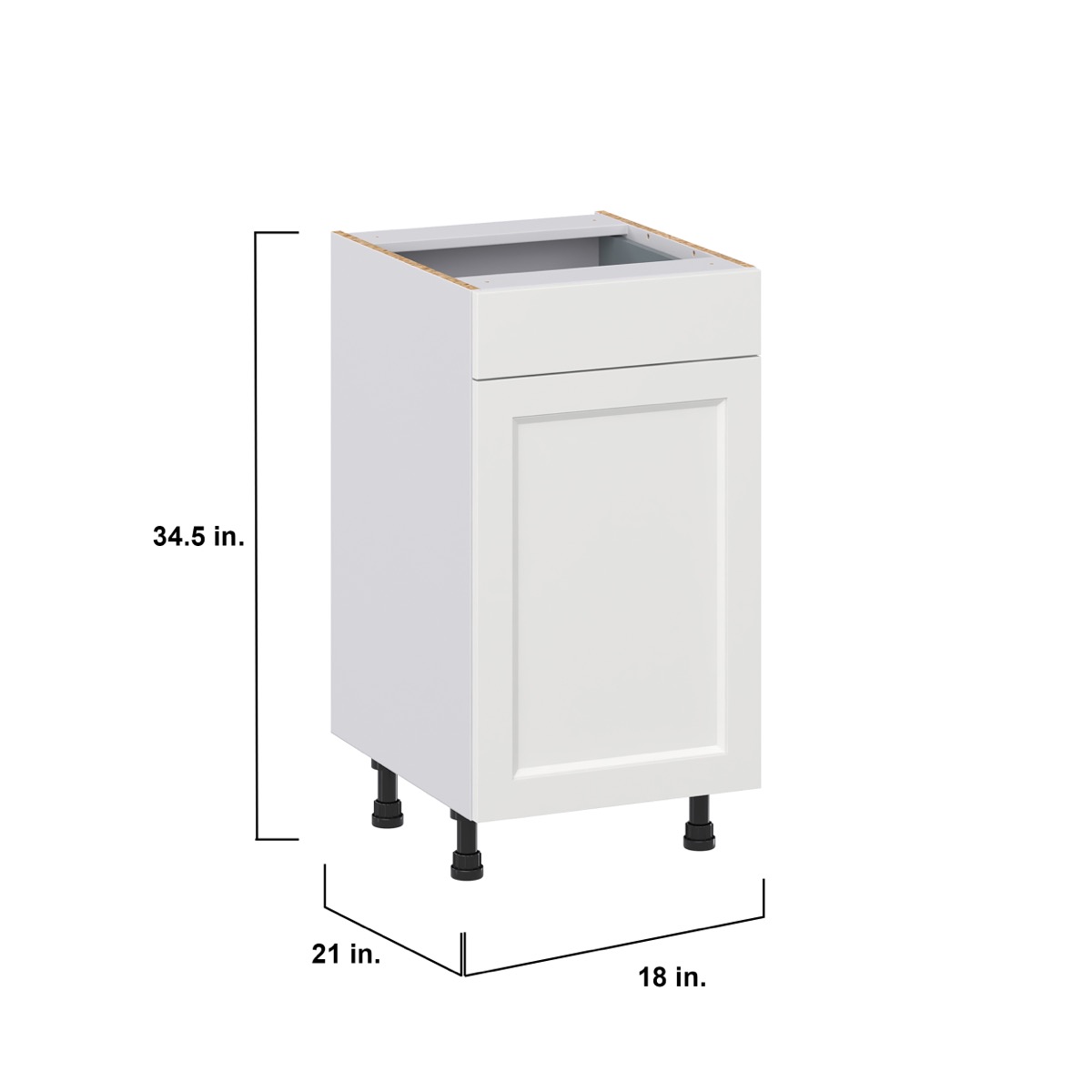 Alton Painted White Recessed Assembled 18 in. W x 34.5 in. H x 21 in. D Vanity 1 Drawer Base Kitchen Cabinet