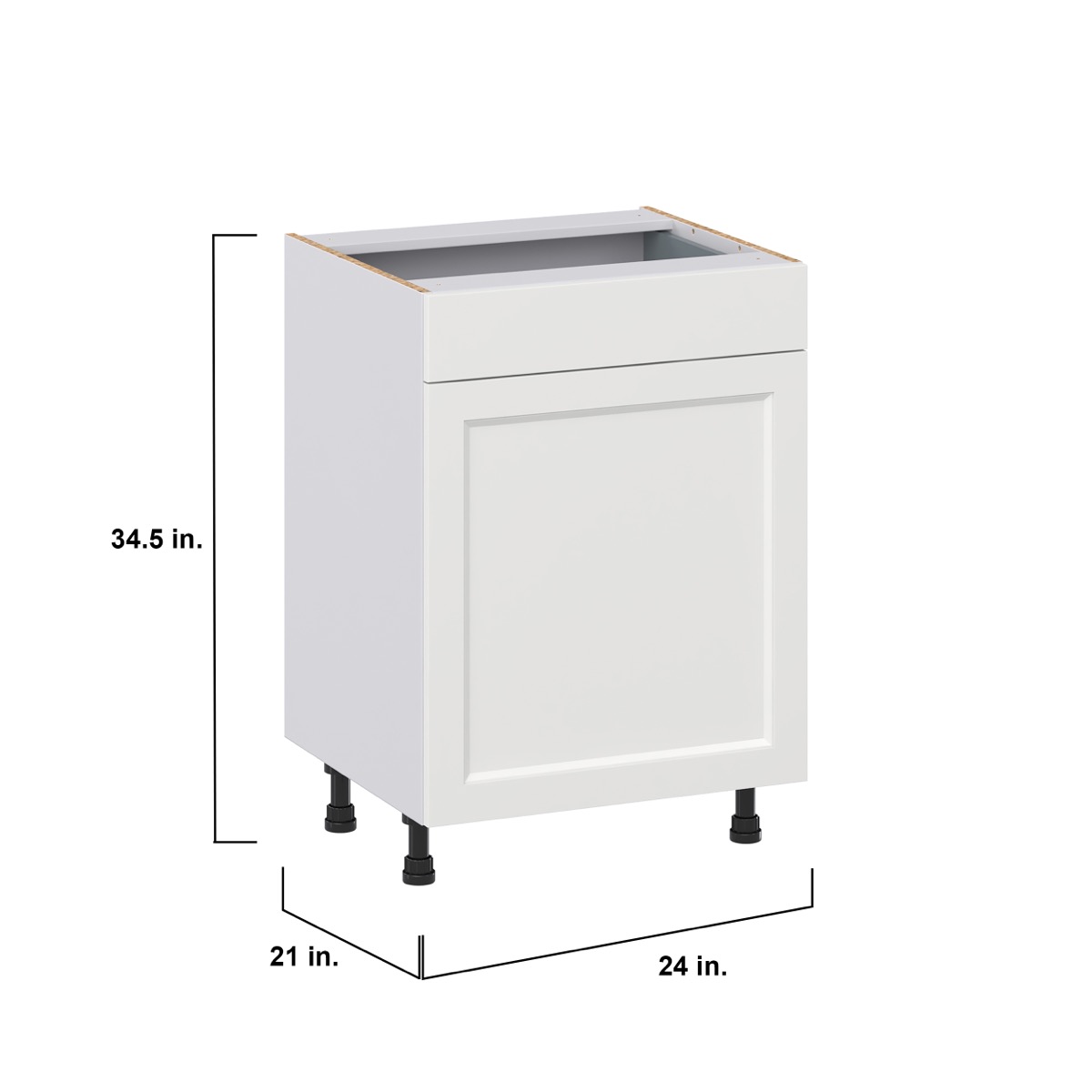 Alton Painted White Recessed Assembled 24 in. W x 34.5 in. H x 21 in. D Vanity 1 Drawer Base Kitchen Cabinet