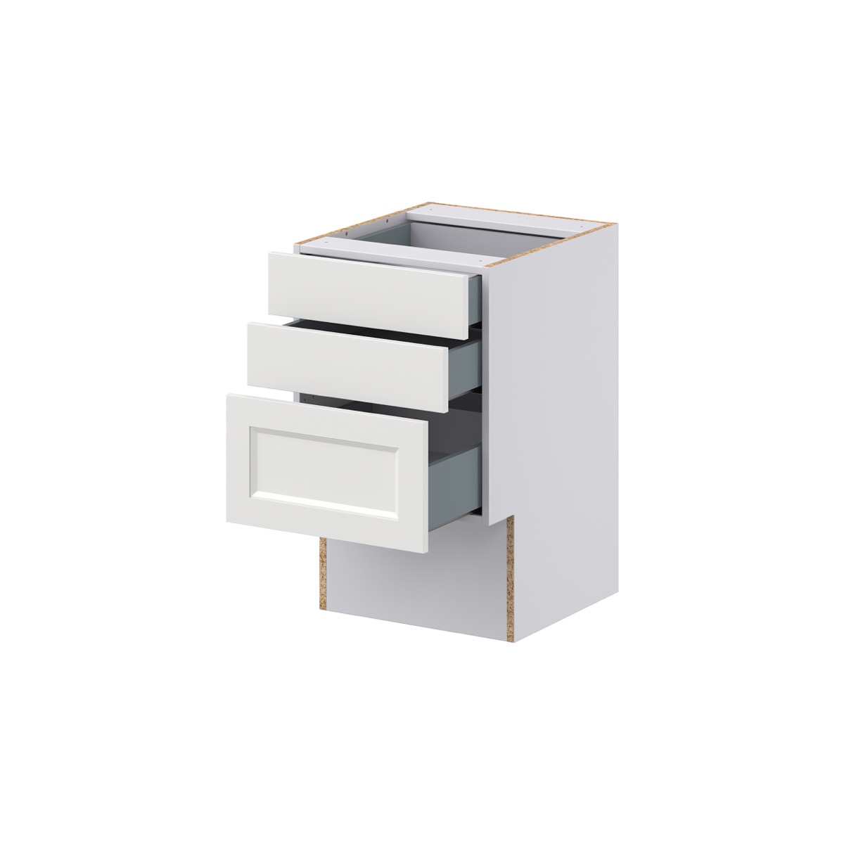 Alton Painted White Recessed Assembled 18 in.W x 30 in.H x 21 in.D Vanity ADA 3 Drawers Base Kitchen Cabinet