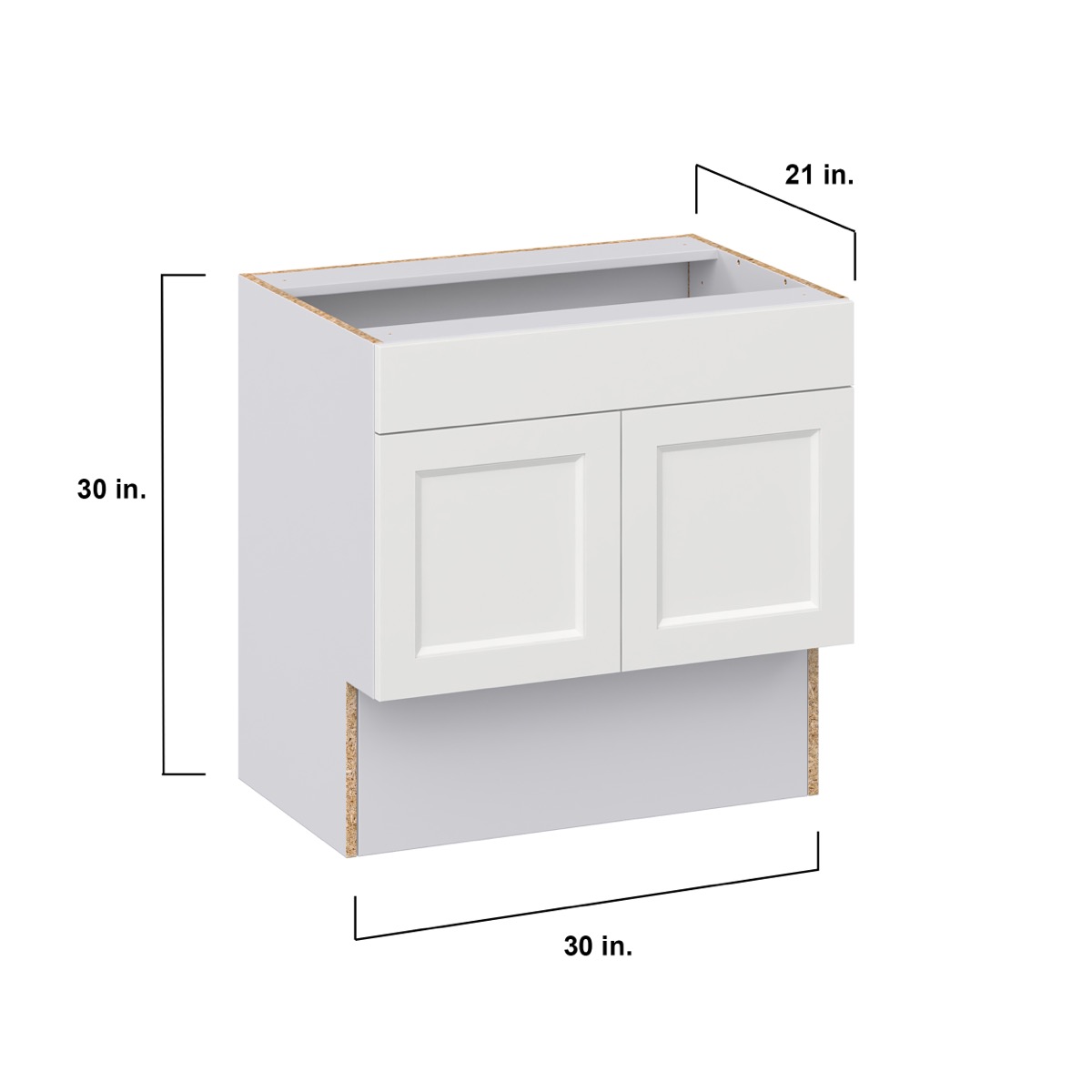 Alton Painted White Recessed Assembled 30 in. W x 30 in. H x 21 in. D ADA Remove Front Vanity Sink Base Kitchen Cabinet