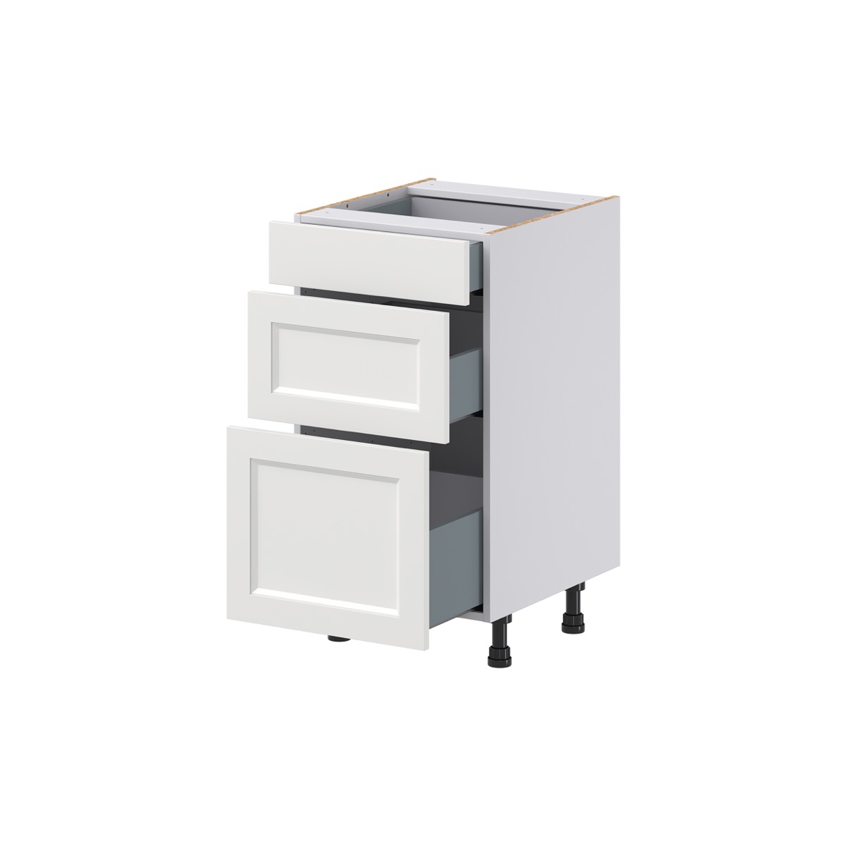 Alton Painted White Recessed Assembled 18 in. W x 34.5 in. H x 21 in. D Vanity 3 Drawers Base Kitchen Cabinet