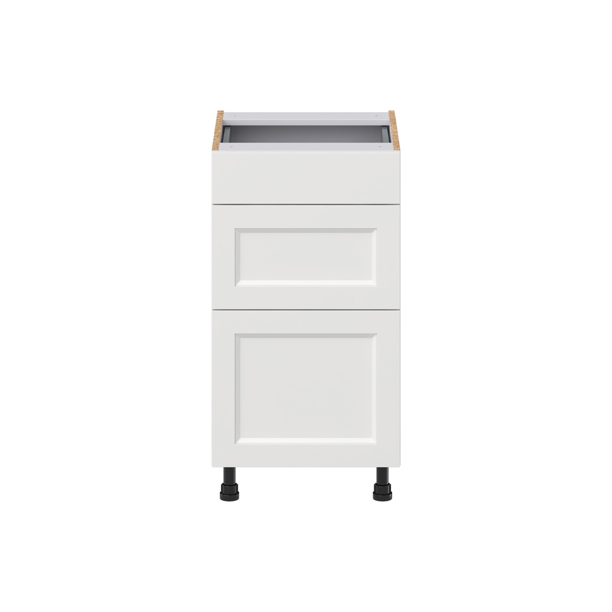 Alton Painted White Recessed Assembled 18 in. W x 34.5 in. H x 21 in. D Vanity 3 Drawers Base Kitchen Cabinet