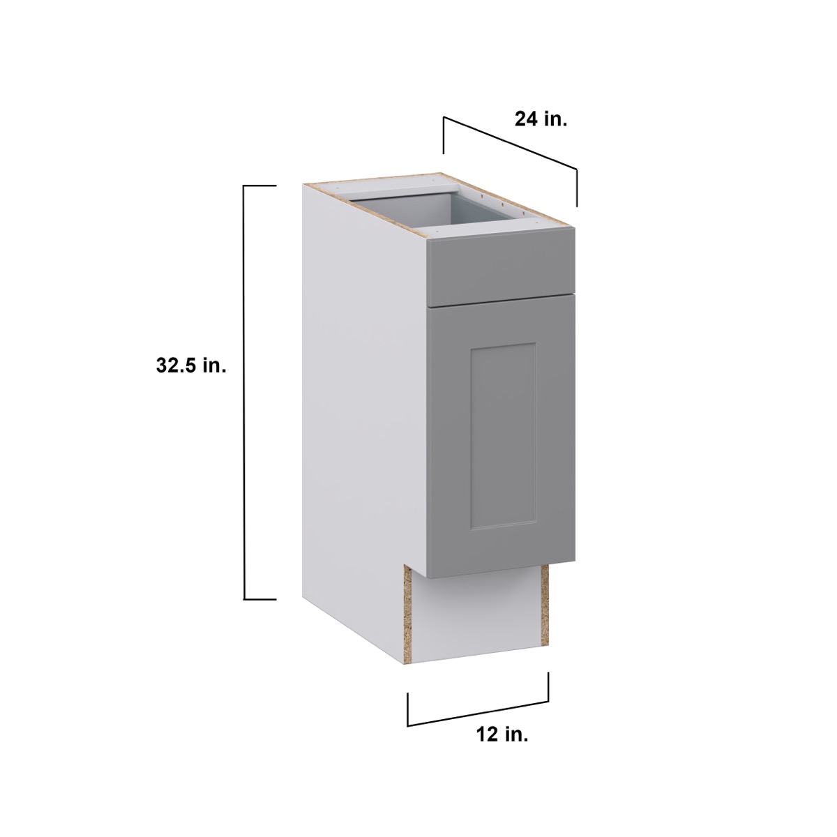 Bristol Painted Slate Gray Shaker Assembled 12 in.W x 32.5 in.H x 23.75 in.D Accessible ADA 1 Draw Base Kitchen Cabinet