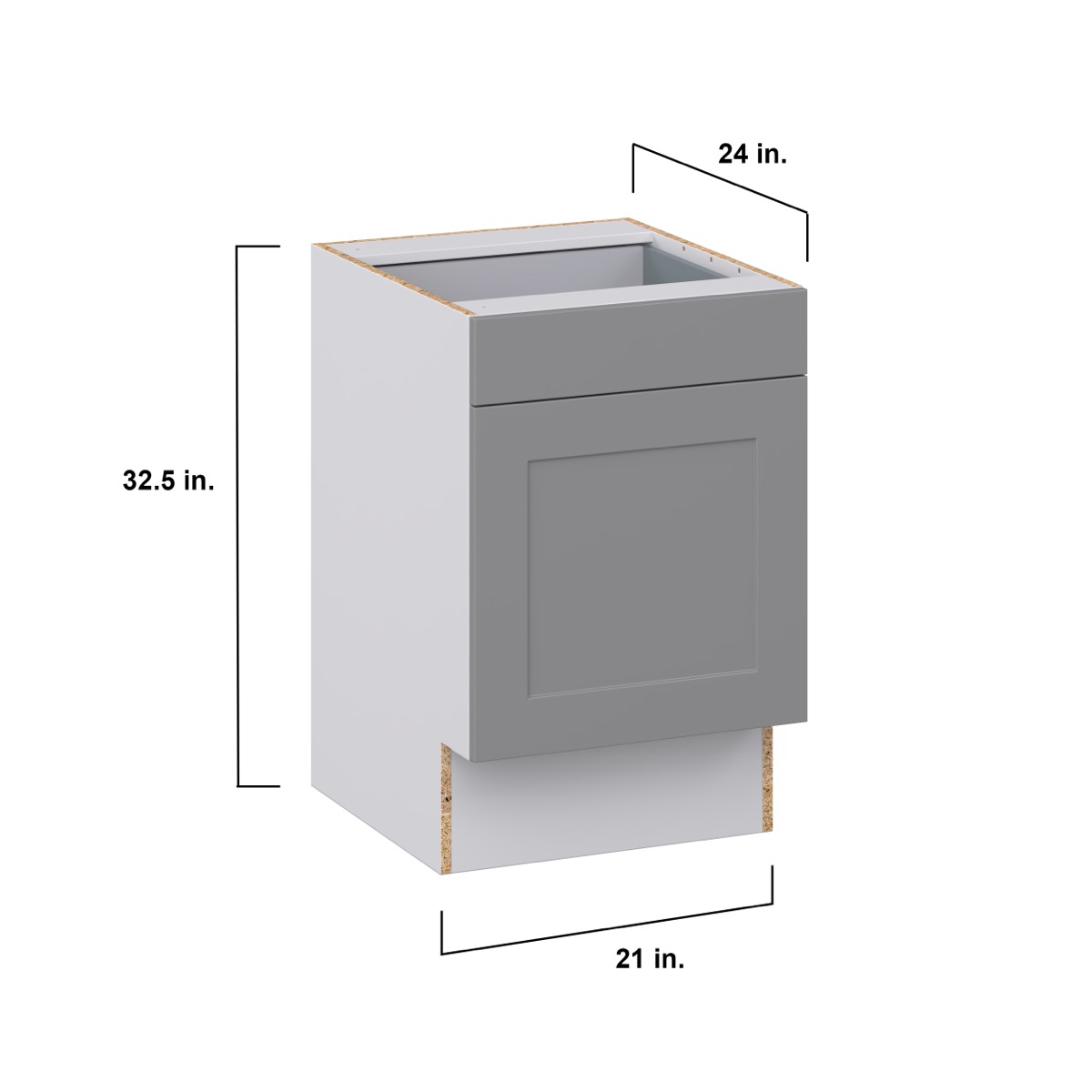 Bristol Painted Slate Gray Shaker Assembled 21 in.W x 32.5 in.H x 23.75 in.D Accessible ADA 1 Draw Base Kitchen Cabinet