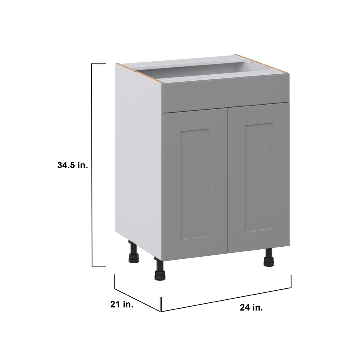 Bristol Painted Slate Gray Shaker Assembled 24 in.W x 34.5 in.H x 21 in.D False Front Vanity Sink Base Kitchen Cabinet