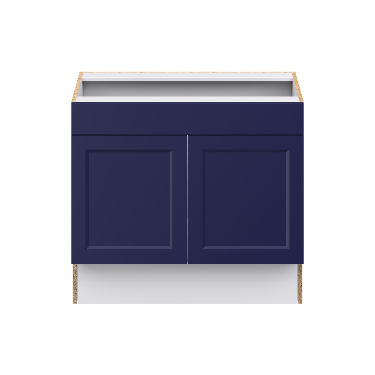 Devon Painted Blue Recessed Assembled 30 in. W x 32.5 in. H x 23.75 in. D ADA Remove Front Sink Base Kitchen Cabinet
