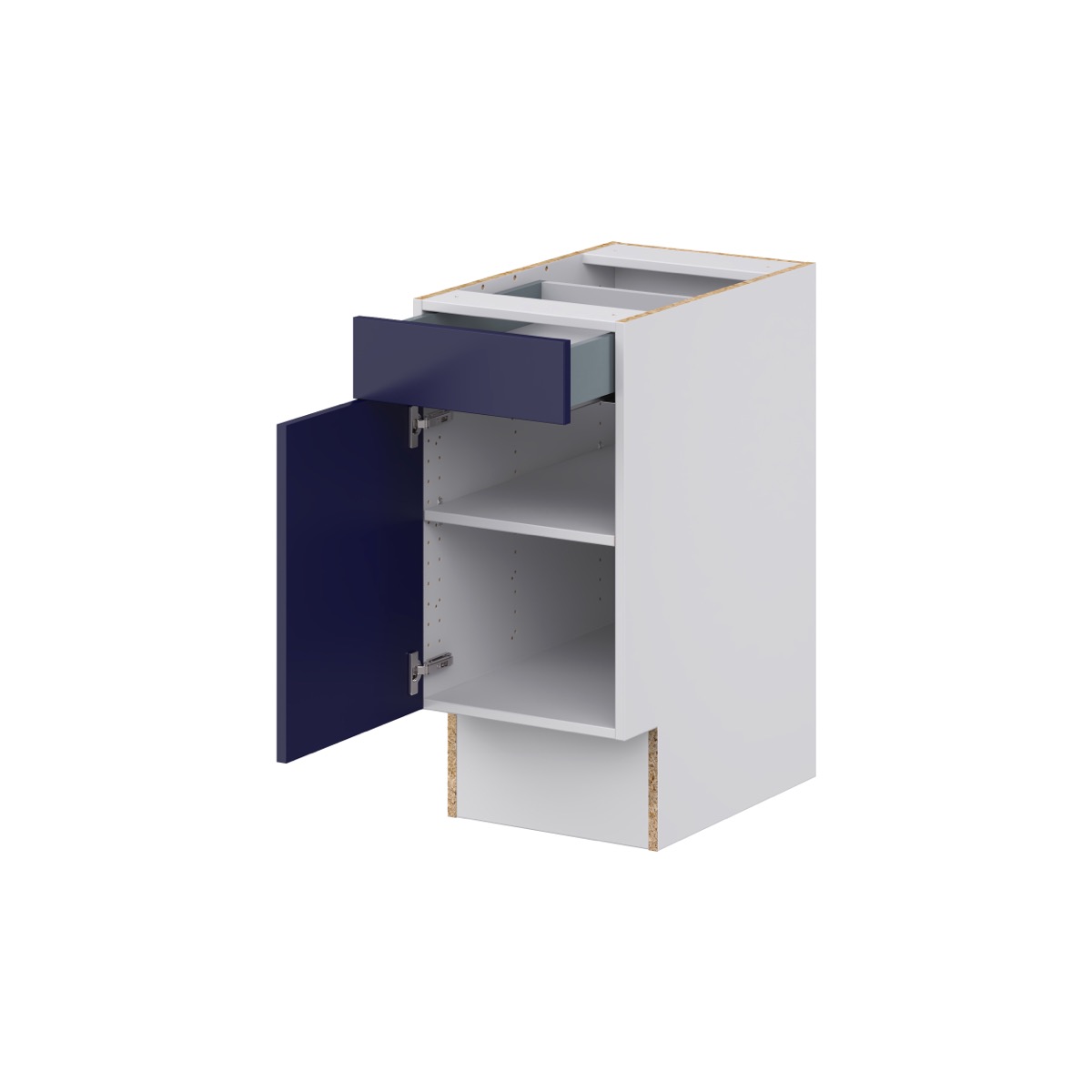 Devon Painted Blue Recessed Assembled 15 in.W x 32.5 in.H x 23.75 in.D Accessible ADA 1 Drawer Base Kitchen Cabinet