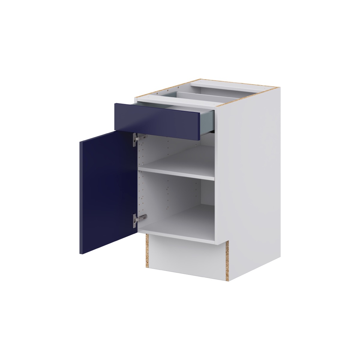 Devon Painted Blue Recessed Assembled 18 in.W x 32.5 in.H x 23.75 in.D Accessible ADA 1 Drawer Base Kitchen Cabinet