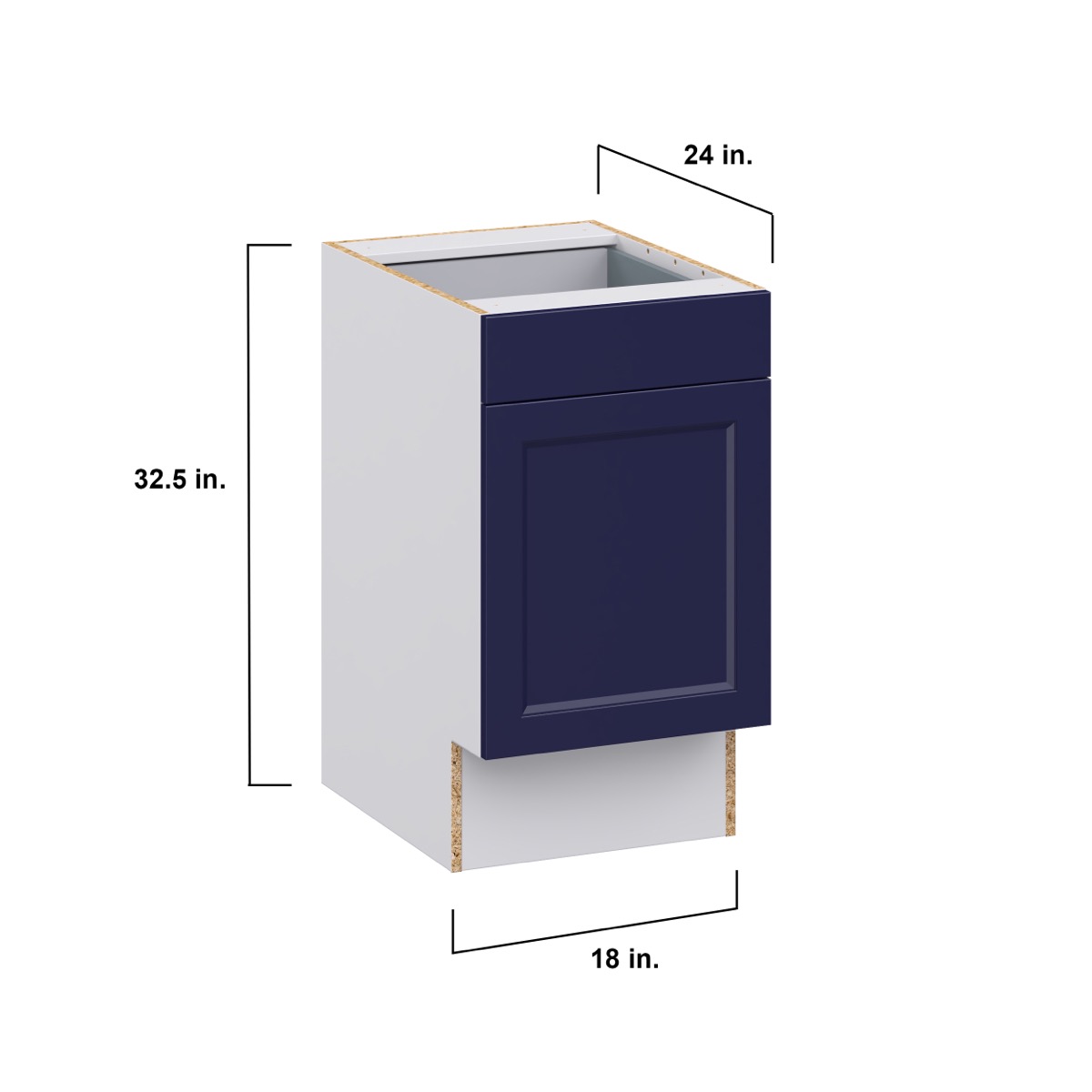 Devon Painted Blue Recessed Assembled 18 in.W x 32.5 in.H x 23.75 in.D Accessible ADA 1 Drawer Base Kitchen Cabinet
