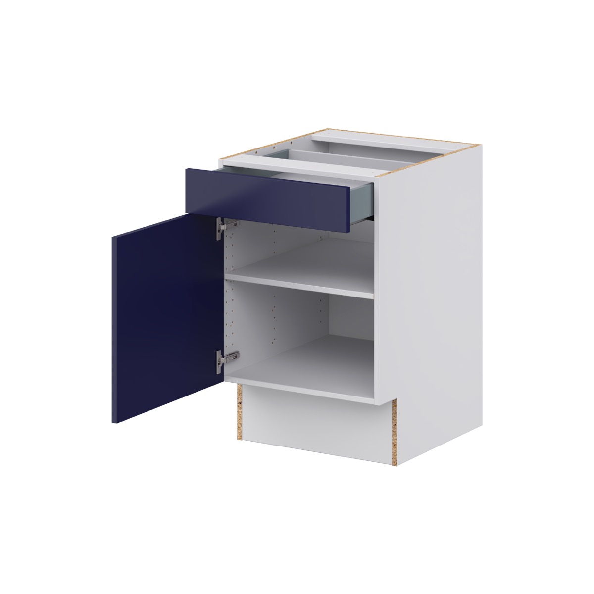 Devon Painted Blue Recessed Assembled 21 in.W x 32.5 in.H x 23.75 in.D Accessible ADA 1 Drawer Base Kitchen Cabinet