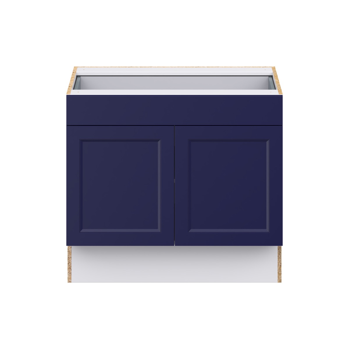 Devon Painted Blue Recessed Assembled 36 in.W x 32.5 in.H x 23.75 in.D Accessible ADA 1 Drawer Base Kitchen Cabinet