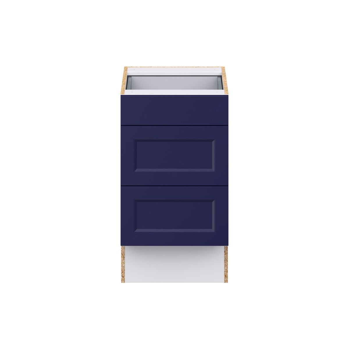 Devon Painted Blue Recessed Assembled 18 in. W x 32.5 in. H x23.75 in. D ADA 3 Drawers Base Kitchen Cabinet